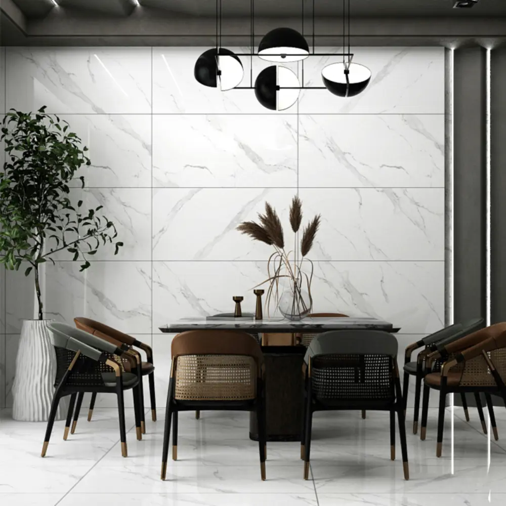 Керамогранит "Sonex" Carrara Polaris Glossy полированный 60x120 см 1.44 м2 цвет белый с серыми прожилками — купить в Саранске